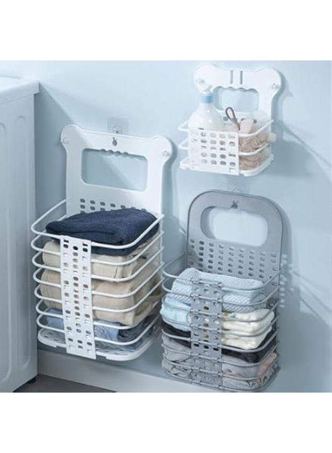"Large foldable laundry basket with modern design, wall-mounted to save space. Equipped with a comfortable carrying handle for easy mobility. Made of high-quality materials, resistant to water and moisture (MM)." - Image 3